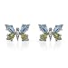 Earrings With 1.60ctw Precious Stones - Genuine Diamonds, Peridots and Topazes Crafted in White Gold Length 8mm