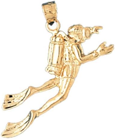 Dazzlers Solid 14 karats Gold Scuba Diving Diver Charm Pendant available in three colors from jewelsberry (weights: 2.4 grams only)