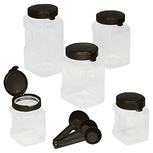 Snapware Airtight 10 piece Plastic Canister set includes, 2-ea 11.1 cupsquare, 4.4 cup square, 1-ea 15.9 cup square with scoops