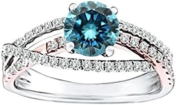 0.78 Carat Blue SI1 Round Diamond Solitaire Engagement Anniversary Bridal Women Ring 14K White Gold