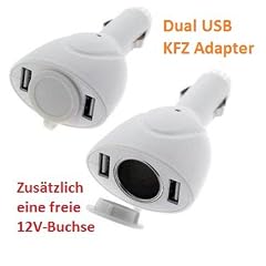 meroTronic Universelles Doppel USB-Kfz-Ladeger�t mit 12-24V Anschluss und USB Datenkabel in Farbe WEISS !!! zus�tzlich bietet der Doppellader eine freie Buchse!!