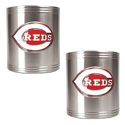 Cincinnati Reds MLB 2pc Stainless Steel Can Holder Set- Primary Logo by Great American Products