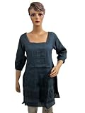Womens Tops Bohemian Fashion Pleated Cotton Long Blouse Tunic Small Size