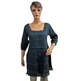 Womens Tops Bohemian Fashion Pleated Cotton Long Blouse Tunic Small Size