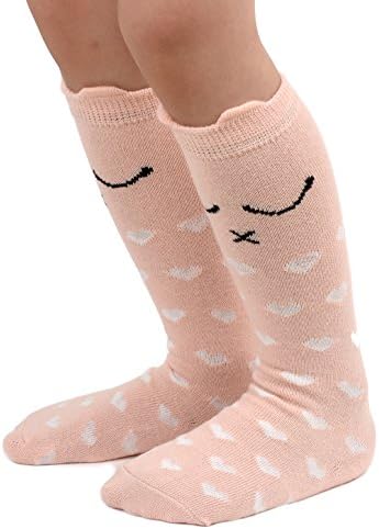 Amini Cartoon Cat Pattern Unisex-baby Knee High Socks Tube socks for Kids 2-pack (S(0-12 mo), Sleep Cat)
