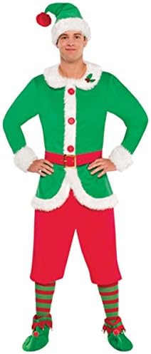 AmscanChristmas Elf Costume Set - Large (42-46) - Includes Jacket, Hat, Belt, Pants, & Socks - Ideal for Halloween & Holiday Fun