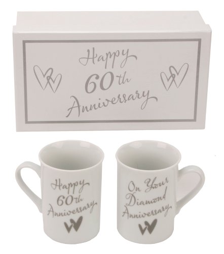 60th Diamond Anniversary Gift Boxed Porcelain Mugs By Haysom Interiors