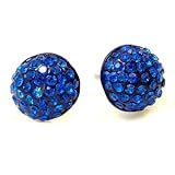 Sapphire Pave Ball Stud Earrings Fashion Jewelry