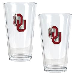 Oklahoma Sooners NCAA 2pc Pint Ale Glass Set by Great American Products