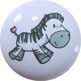Zebra Baby Running Ceramic Cabinet Drawer Pull Knob