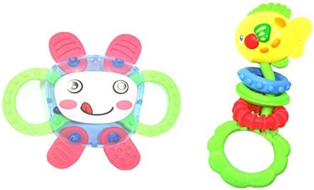 TEDO Infan Funny Shape Teether Shaker Rattle(32F1I,Set Of 2)