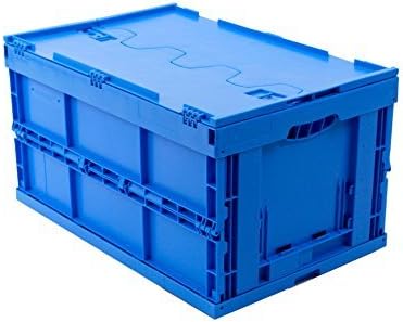 Foldable Container - Plastic Folding-Box 60 Litres, Sturdy plastic box with lid - 60X40X33 cm; Ideal Storage Box by Walther Germany