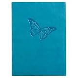Turquoise Embossed Butterfly Leather Journal - Lined