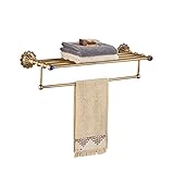 Rozin アンティーク真鍮 バスルーム棚 タオル ラック ブルークリスタル 浴室 お風呂用 タオル バスケット ホルダー