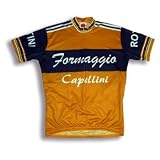 World Jersey's Men's Formaggio Retro 1960 Gold Short Sleeve Cycling Jersey