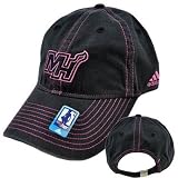 NBA Adidas Miami Heat Womens Ladies Black Pink Garment Wash Relaxed Fit Hat Cap