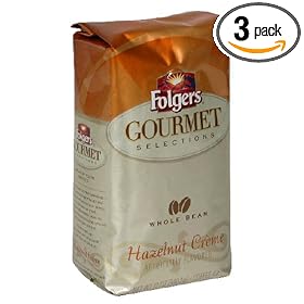 Folgers Gourmet Selections Whole Bean Coffee, Hazelnut Creme, 12-Ounce Bag (Pack of 3)