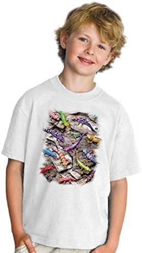SolarTees Boy's Colorful Geckos Solar Color Changing Tee SM White