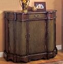 Console Cabinet With Rustic Green Finish