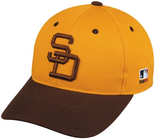 MLB Cooperstown ADULT San Diego PADRES Gold/Brown Hat Cap Adjustable Velcro TWILL Throwback