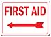 First Aid with Left Arrow Sign (red on white) - 10