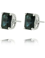 14kWhite Gold Sapphire Gemstone and Diamond Earring, Birthston of September