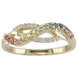 14KT Rainbow Sapphire and Diamond Weave Ring