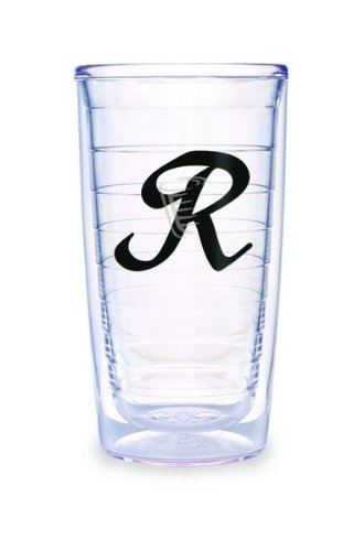 Tervis Tumbler Black Laser Twill Initial - R 16-Ounce Double Wall Insulated Tumbler Set of 4