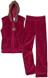 Love U Lots Girls 7-16 Velour Hoodie Sweater With Trim And Yoga Pant