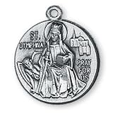 Fine Pewter Saint Dymphna Medal and 18-inch Chain