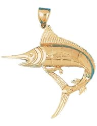 Dazzlers Solid 14k Gold Marlin Trout Fish Charm Pendant Available in three colors from jewelsberry (weights: 9.7 grams only)