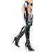 5 Inch Women's Sexy Boots Stretch Chap Boot Side Zip Single Sole Boot Black Stretch Patent CLEARANCE