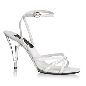 4 Inch Cute White Leather Wedding Shoes Stiletto Heel Ankle Wrap CLEARANCE