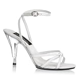 Caress 4 Inch Cute White Leather Wedding Shoes Stiletto Heel Ankle Wrap CLEARANCE