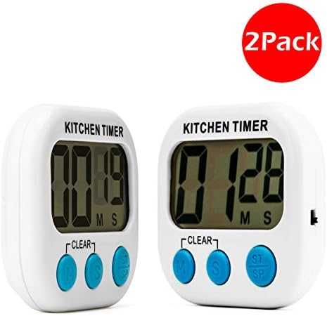 Kitchen Timer, RELEEDER Electronic Big Digital Timer Lound Kitchen Timer with Large LCD Display Screen Magnet for Cooking Baking (2 PACK)