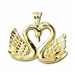 14kt Yellow Gold Couple Swans Charm Pendant