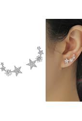 CIShop Star Zircon Diamond Stud Earrings Ear Wire Ear Cuff Earring 1Pair (hypoallergic)