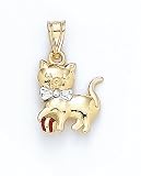 14K 2-TONE CAT PEND - GH17035
