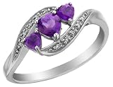 Amethyst Heart Ring with Diamonds 2/5 Carat (ctw) in 10K White Gold