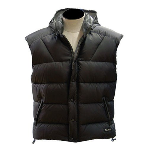 TAIGA Blackcomb 800 Deluxe - Men's Goose Down Vests with a hide-away Hood, Black, MADE IN CANADA