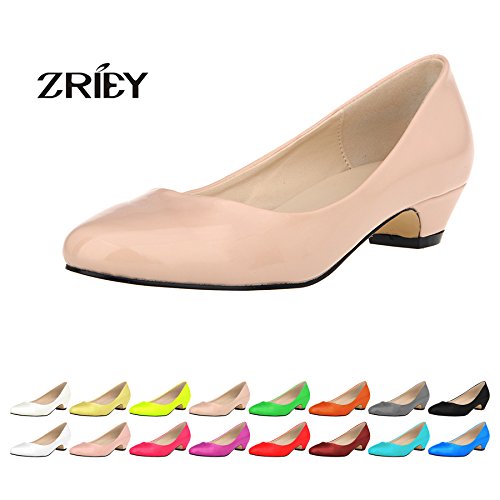 ZriEy Women's Closed Round Toe Pumps Low Mid Heels for Business Work Office Shoes