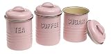 Typhoon Vintage Kitchen Small Canisters with Matching Lids, Set of 3, Pink
