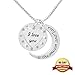 VueJoli I Love You to The Moon and Back Necklace w/Engraved Heart Pendant with Jewels for Girl Friend, Gift for Wife, Mom, Daughter, Friend. 20