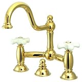 Bathroom Faucet with Porcelain Cross Handles Finish: Polished Brass