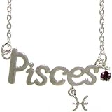 Pisces Horoscope Zodiac Nameplate Necklace In Silver