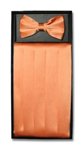 SILK Cumberbund & BowTie PEACH ORANGE Men's Cummerbund & Bow Tie Set