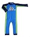 Bright Bots UPF50+ Australian Boys Sunsuit Blue and Lime Green Long Leg/Sleeve All in One size 12-18