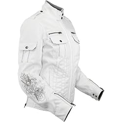 Speed and Strength Little Miss Dangerous Women's Textile Street Motorcycle Jacket w/ Free B&F Heart Sticker - White
