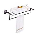 Rozin オイルは青銅をこすり 浴室 トイレ用 タオル ラック タオル掛け 壁取り付け タオル ホルダー 棚