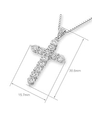 (X1000Diamond) 18K/750 White Gold Cross Shape Diamond Pendant With 925 Sterling Silver Chain (1.09 cttw, G-H Color, VS2-SI1 Clarity)